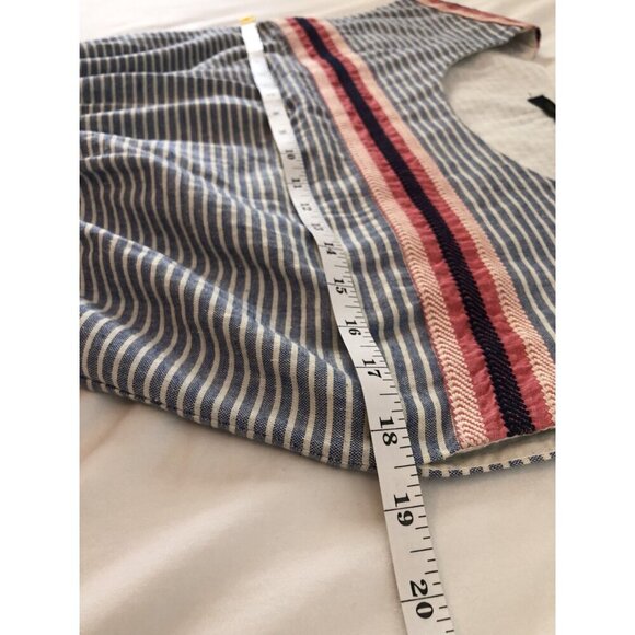 THML Women's Striped Embroidered Mini Beach Dress Size S Coastal Summer Tassels - Picture 8 of 9